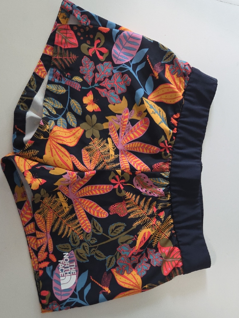 The North Face Black Floral Leaf Print Kids Shorts